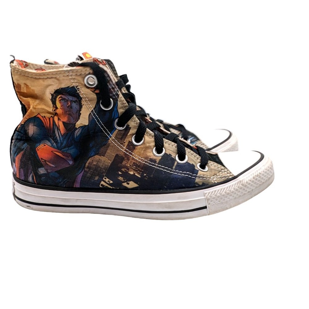 Converse All Star DC Comics Superman Printed High Top Lace Up Shoes Size 6